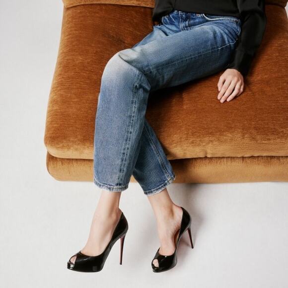 Christian Louboutin New Very Privé 120mm Black Patent Peep Toe Pumps Size 41 NEW - Picture 2 of 9